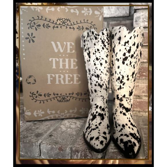 Free People We The Free Allistar Western Inspired Hair-On Pointed Toe Boots Sz 8 - Picture 2 of 9